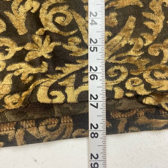 Diane von Furstenberg Vintage Top Women Small Gold Burnout Velvet Button Blouse - Picture 8 of 10